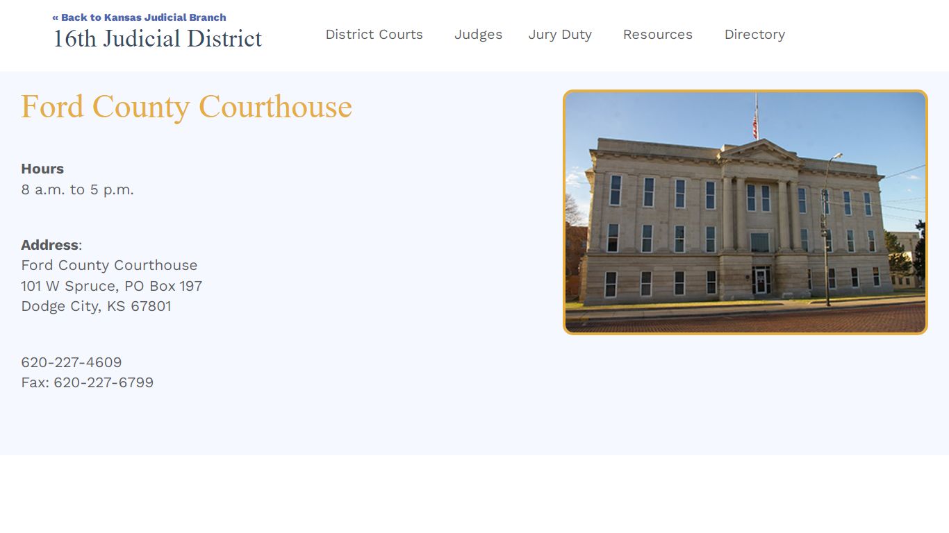 16th Judicial District - Ford County Courthouse - kscourts.org